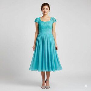 Handmade turquoise vintage inspired princess formal dress